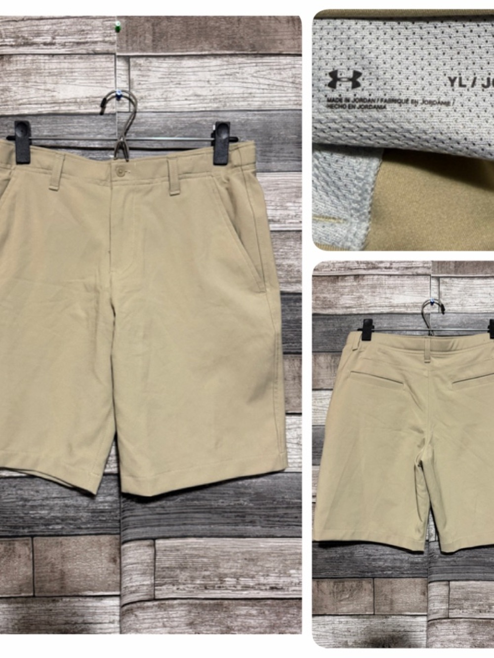 Under Armour Golf Shorts Youth L Tan Beige (Inseam 8.5) Polyester